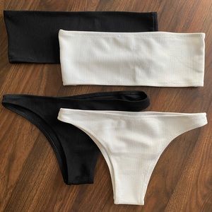 Two Zaful Bikini Ribbed Strapless Bikini Sets